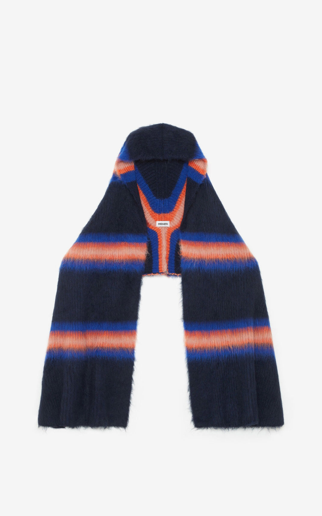 Kenzo Striped alpaca wool Atkı Bayan Mavi | 2937-UCVIT